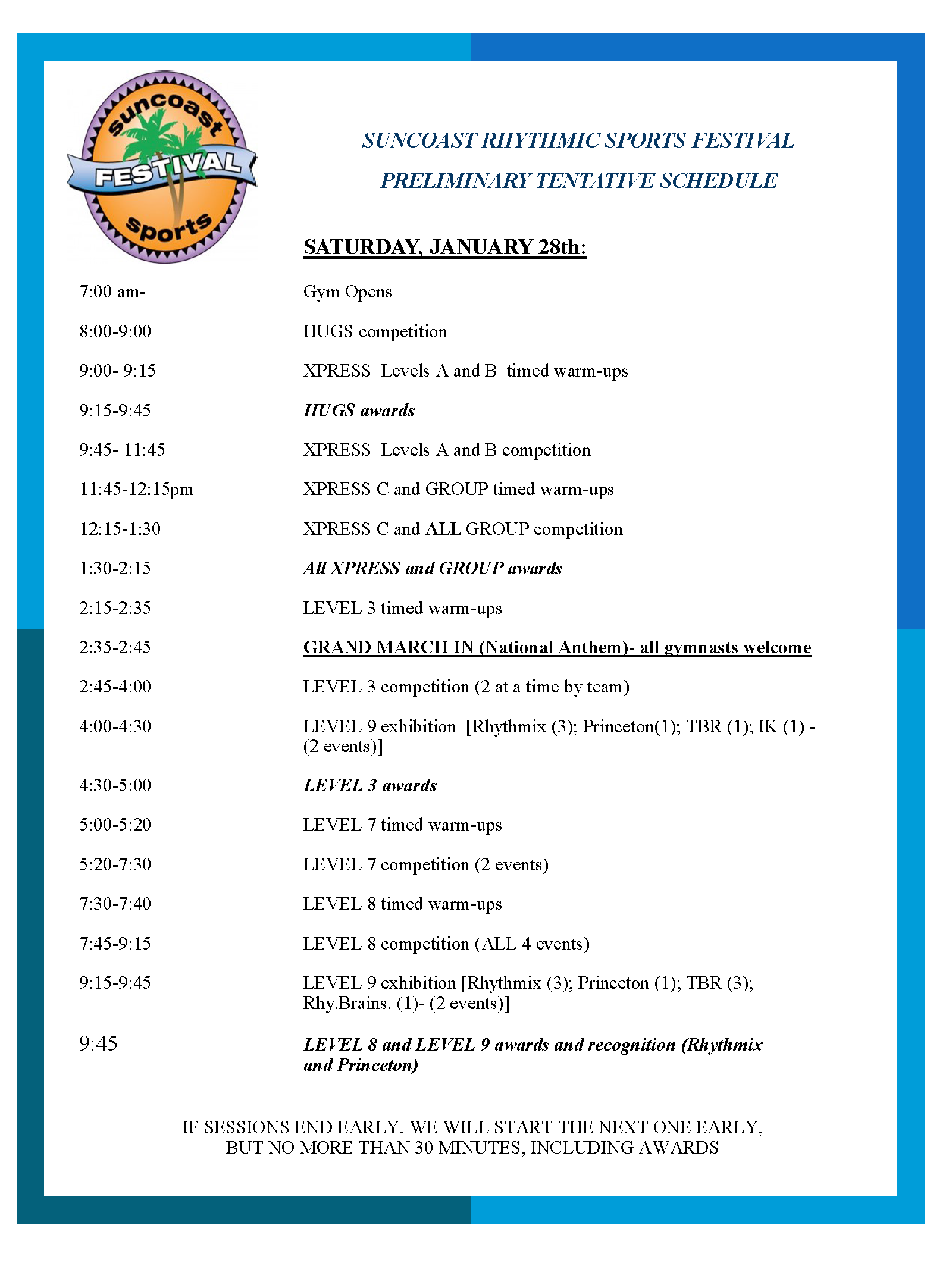 Competition schedule